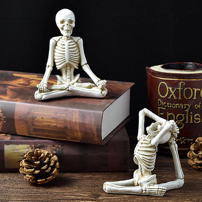 Halloween Deko Skelett Yoga Figuren – Lustige Gruseldeko für Partys & Zuhause