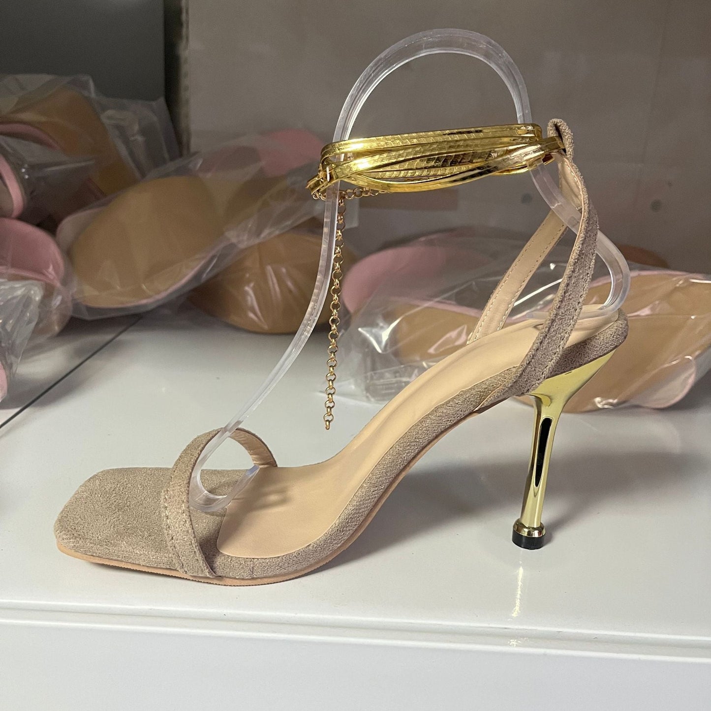 Jessica – Hochwertige Damen-Ankle-Ring Schnür-Heels