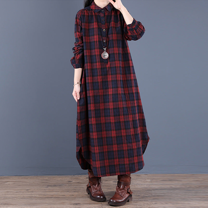 Marie – Baumwoll-Lapel Kleid mit langen Ärmeln für Mädchen