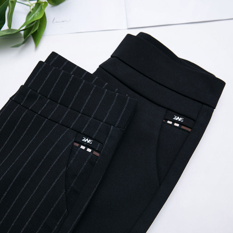 Denise – Elastische Hochbund Frühlings Freizeit Streifen Gerade Hose