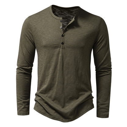 Tony – Langärmliges Herren T-Shirt mit Knopfleiste und Henry-Kragen