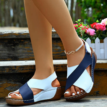Emily – Sommer Wedges Sandalen mit Farbblock-Kreuzriemen-Design