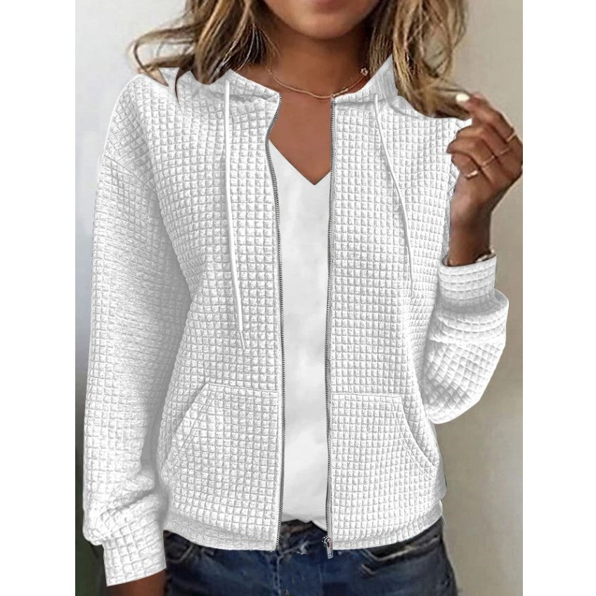 Jessica – Langer Damen-Cardigan mit Reißverschluss und Kapuze