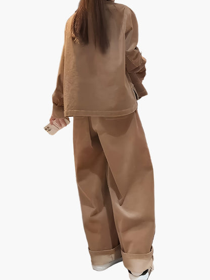 Damen Oversize Anzug Zweiteiler Set Elegant Lässig Herbst Winter