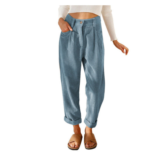 Marie – Hochtaillierte lässige Cordhose mit geradem Schnitt