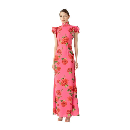 Amelia – Ärmelloses, lässiges, bedrucktes Kleid im nationalen Stil mit neuem chinesischen Cheongsam
