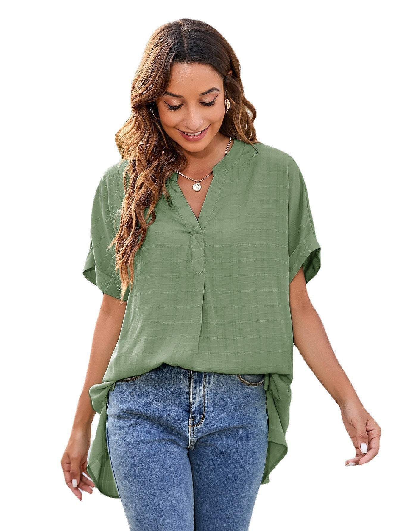 Natasha – Lockeres Damen-V-Ausschnitt-Freizeitpullover-Shirt