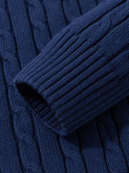 Herren Rollkragenpullover mit Zopfmuster – Stilvoller Freizeit-Strickpullover