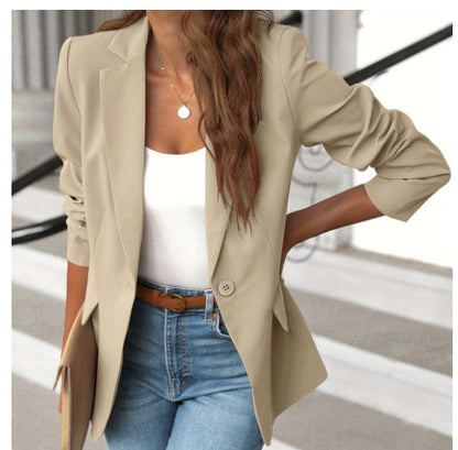 Sharon – Polyester Herbst Langärmlige Cardigan mit einfarbiger kleiner Jacke für Frauen