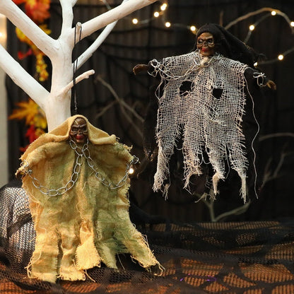 Halloween Hängende Geister mit Leuchtenden Augen und Kette – Gruselige Dekoration für Halloween-Partys