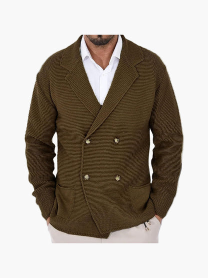 Herren Strickjacke mit Reverskragen und Doppelreiher – Eleganter Casual-Style für Alltag und Büro