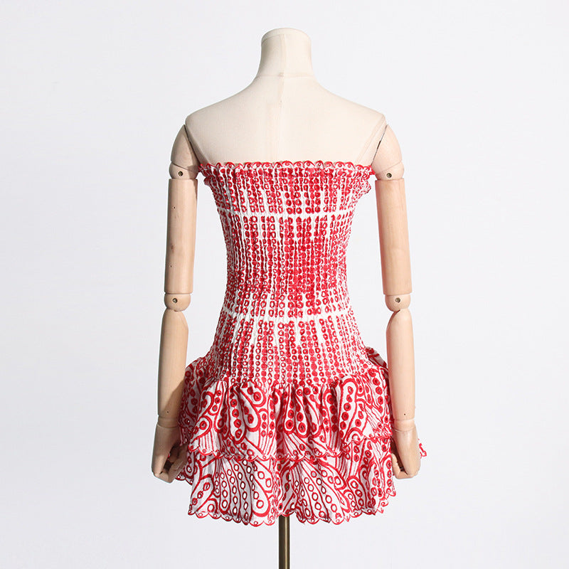 Wendy – A-Linien-Kleid mit Rüschen und modischem Druck für Strandpartys