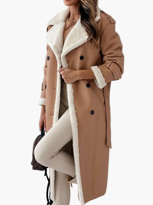 Damen Langer Mantel mit Fellkragen – Eleganter Wintermantel für stilvolle Outfits