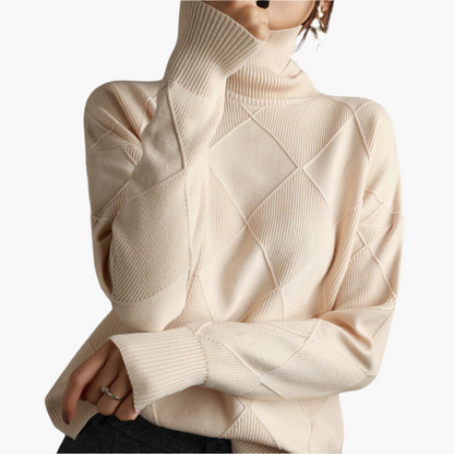 Damen Strickpullover mit Rautenmuster – Modischer Freizeit- & Büro-Look