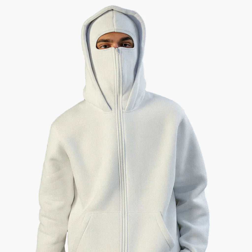 Unisex Streetwear Techwear Hoodie mit integrierter Gesichtsmaske – Urban Style für Alltag und Outdoor