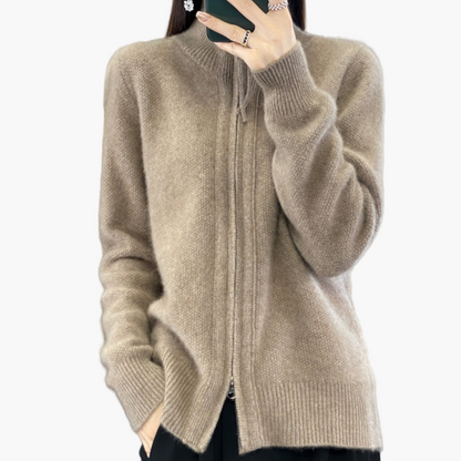 Damen Strickjacke mit Reißverschluss – Modischer Cardigan für Alltag, Büro & Freizeit
