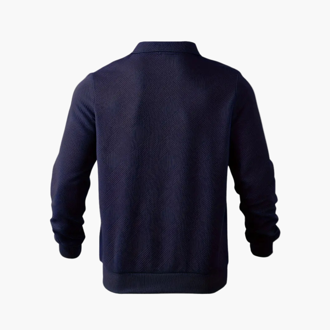 Herren Pullover Vintage Style mit geometrischem Muster und Reißverschluss – Ideal für Freizeit und Alltag