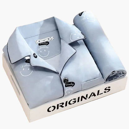 Herren Pyjama Set mit Feder-Print – Stilvolles Schlafanzug-Set für das ganze Jahr