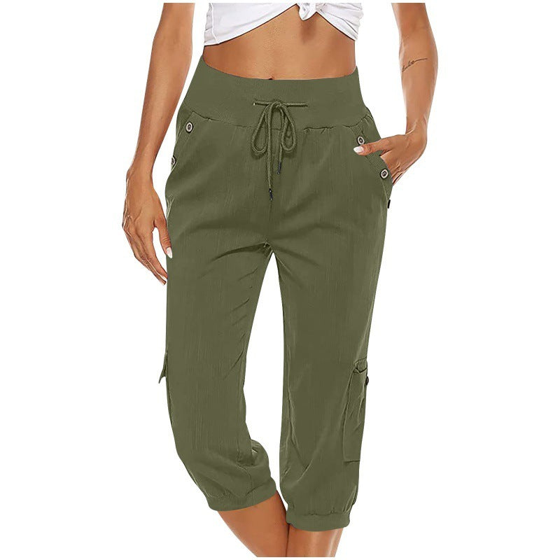 Rachel – Modische Damen Cargo-Hosen aus Baumwolle und Leinen mit Taschen