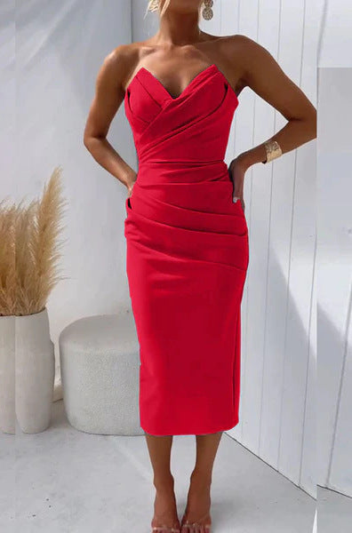 Esme – Ärmelloses Kleid mit Schlitz in Uni