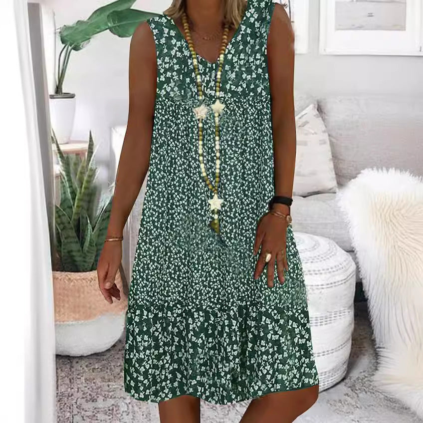 Julie – Ärmelloses Kleid mit kleinem Blumenmuster