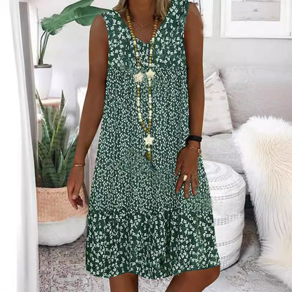 Julie – Ärmelloses Kleid mit kleinem Blumenmuster