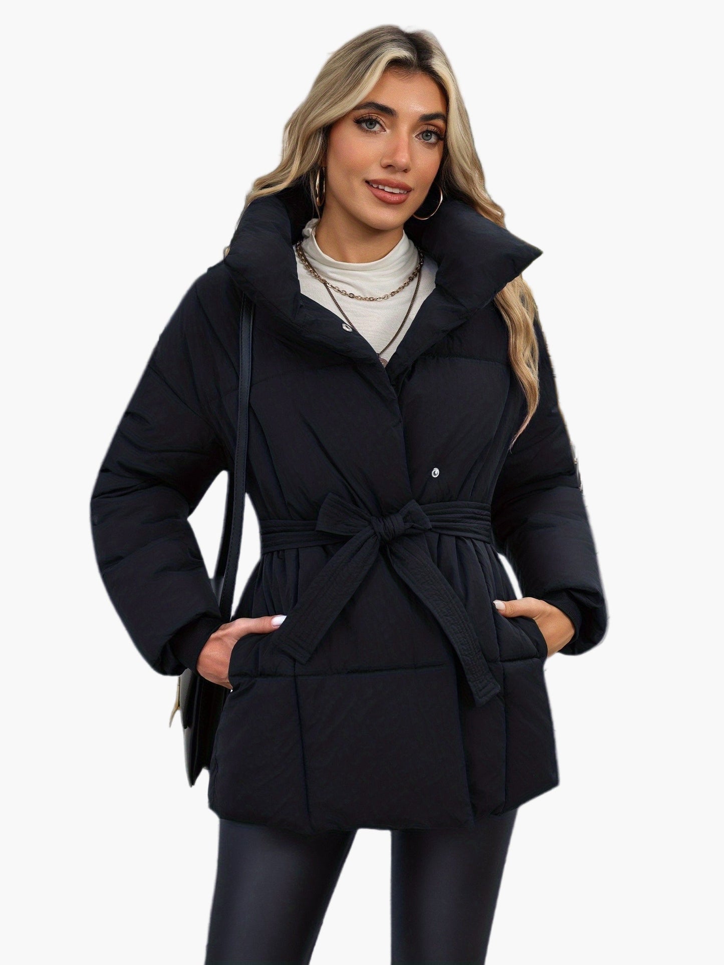 Damen Steppjacke mit Gürtel – Modische Winterjacke für Alltag und Freizeit