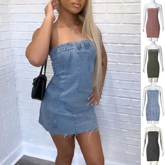 Diana – Schickes Rückendesign Jeanskleid für den Sommer