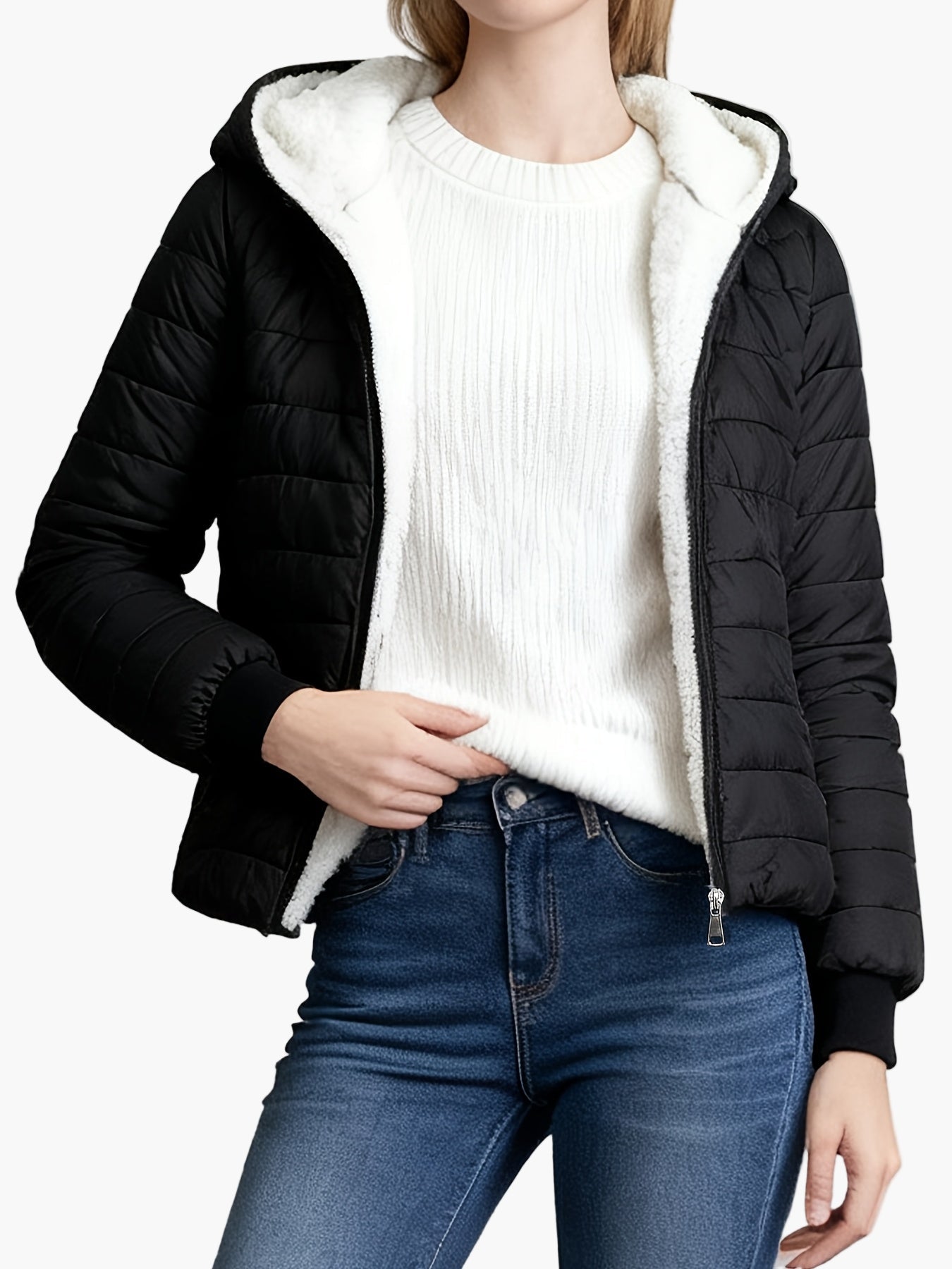 Damen Winter Steppjacke mit Kapuze – Eleganter Alltags-Look, Warm und Bequem