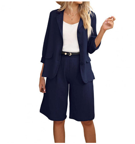 Georgina – Damen Strickjacke mit Shorts im Zwei-Teiler-Set