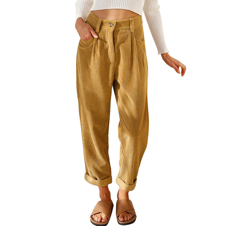 Marie – Hochtaillierte lässige Cordhose mit geradem Schnitt