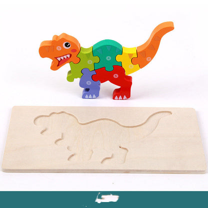 Kinder Dinosaurier Holzpuzzle 3D Lernspielzeug – pädagogisches Steckpuzzle ab 4 Jahren
