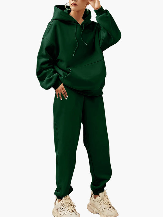 Damen Freizeit Oversize Hoodie Jogginganzug Set – Bequemer Streetwear-Look für Alltag & Sport