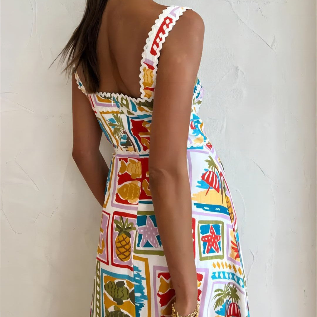 Audrey – Graffiti Träger-Röhrenkleid