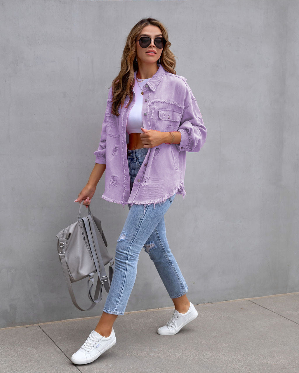 Phoebe – Modische Ripped Shirtjacke für Frauen im Herbst und Frühling