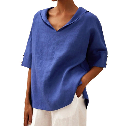 Damen Leinen Halbarm Bluse für Büro und Freizeit – Legerer Komfort, Eleganter Look