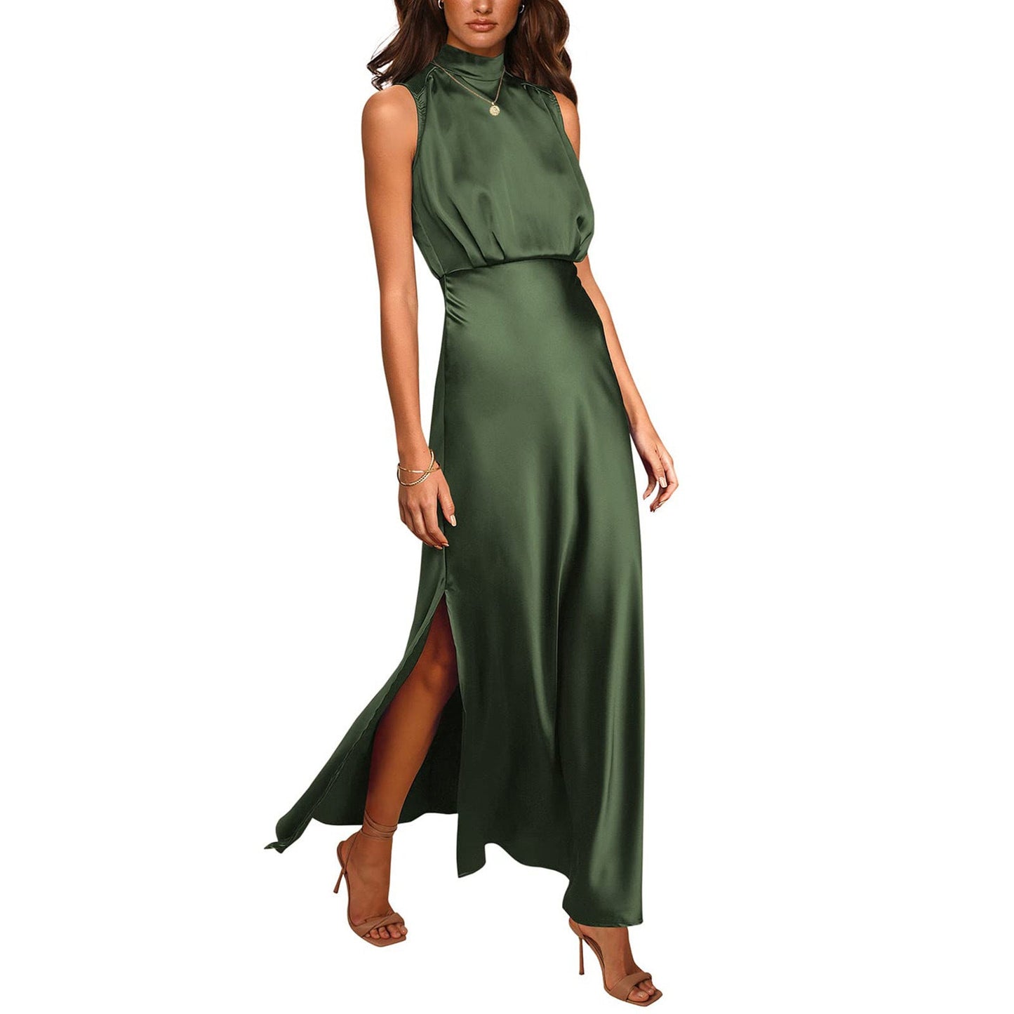 Judith – Satin-Kleid mit Stehkragen