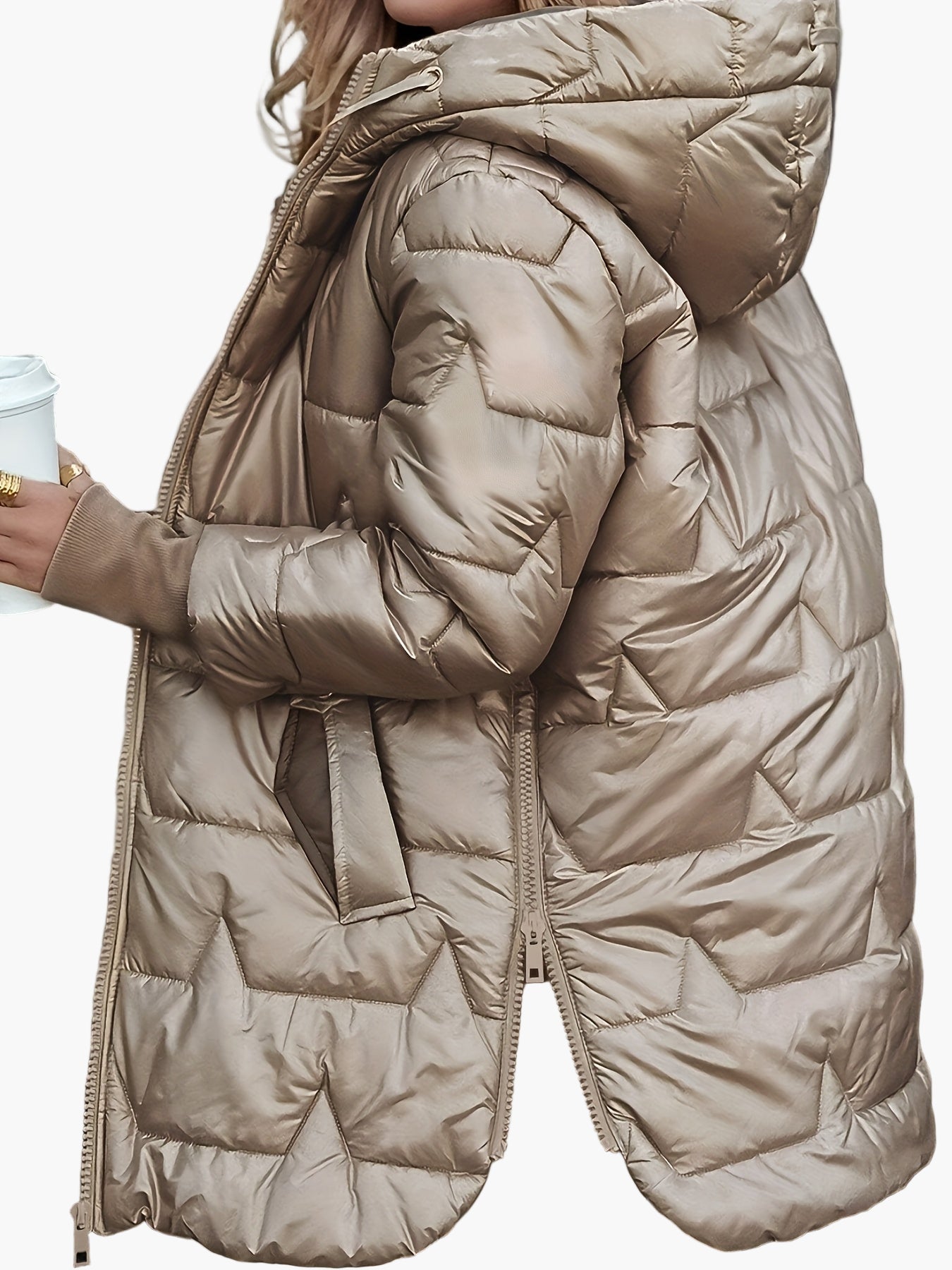 Damen Eleganter Steppmantel mit Kapuze – Warmer Langer Wintermantel für Alltag & Besondere Anlässe