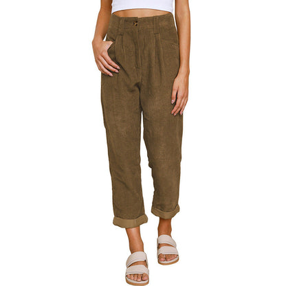 Marie – Hochtaillierte lässige Cordhose mit geradem Schnitt