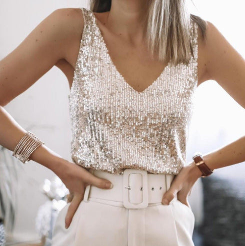 Gabrielle – Glitzerndes Sommer-V-Ausschnitttop