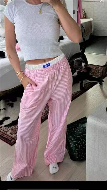 Janet – Elastische Weite Bein Hose mit vertikalen Streifen