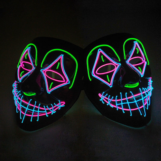 Halloween LED Leuchtmaske für Erwachsene – Gruselige Party- und Kostüm-Maske mit Neon-Effekt