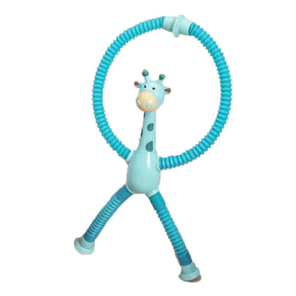 Kinder Cartoon Giraffe Fidget Spielzeug – Teleskopische Saugfuß Anti-Stress Spielfigur – Unisex, Sensorik Lernspielzeug