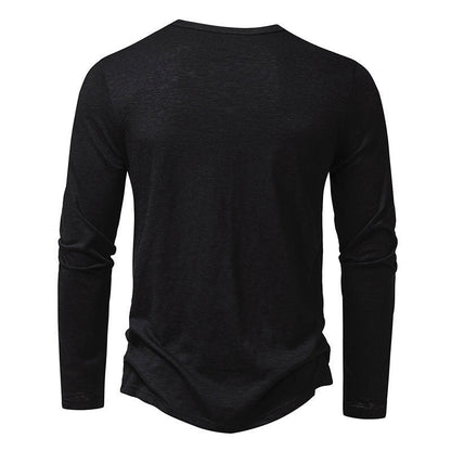 Tony – Langärmliges Herren T-Shirt mit Knopfleiste und Henry-Kragen