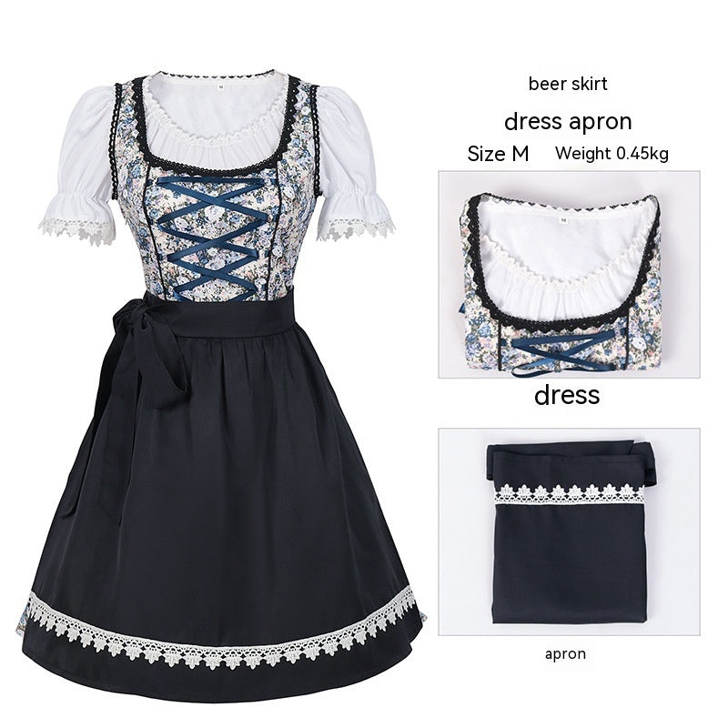 Damen Dirndl Kleid im traditionellen Trachtenstil für Oktoberfest und Bühnenauftritte