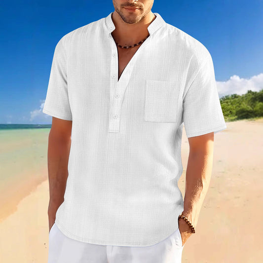 Denis – Kurzärmeliges lässiges Henley-Hemd für den Urlaub