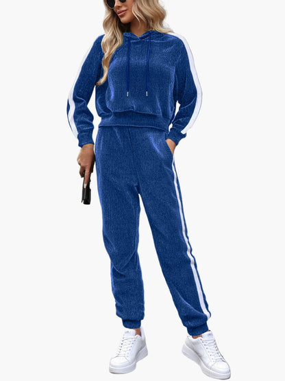 Damen Trainingsanzug Zweiteiler Set Kapuzenpullover und Jogginghose Sport Freizeit Outfit