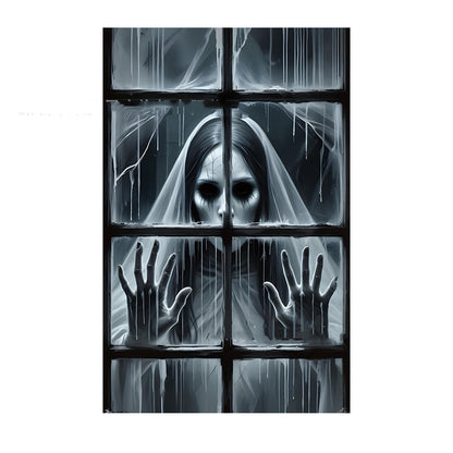 Halloween Fensterdeko – Gruselige Nonnenfigur für Spukhaus & Party