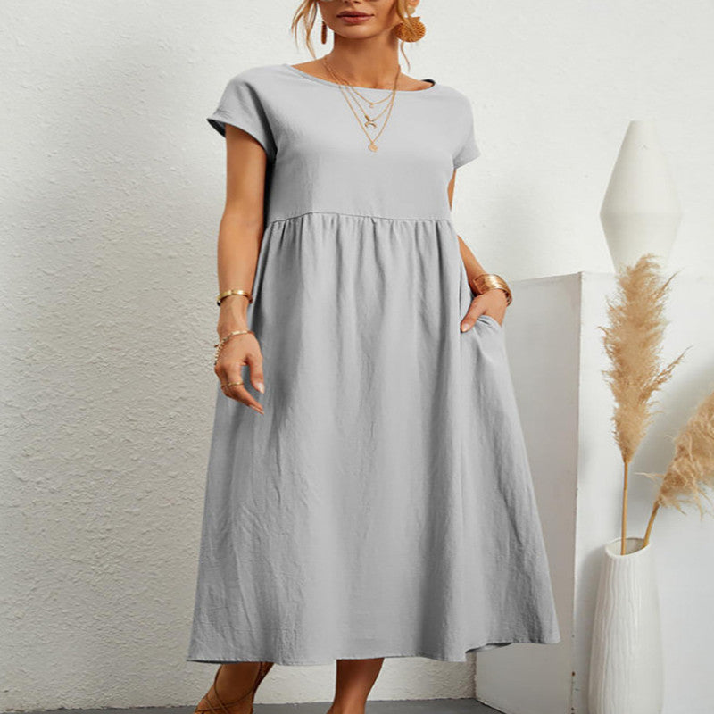Audrey – Ärmelloses Baumwoll-Leinen-Kleid mit Taschen