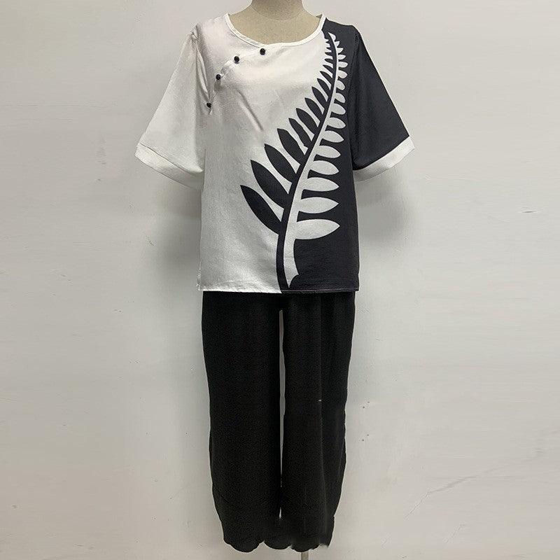 Abigail – Bedruckter Damenanzug mit Top und Hose